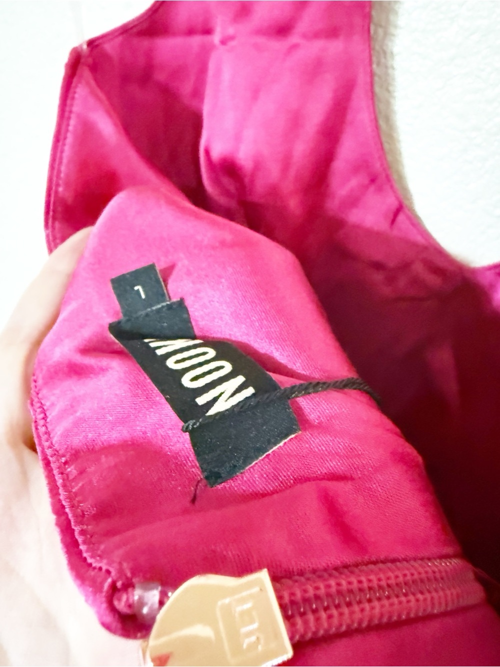 Nookie Sabine Satin Revolve Halter Mini Dress in Fuchsia Pink size large $329 - Picture 8 of 10